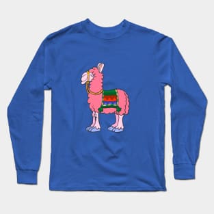 Red llama with an decorative cover on the back Long Sleeve T-Shirt